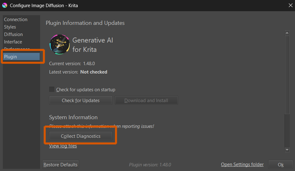 Collect Diagnostics UI