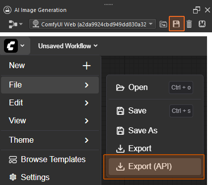Export workflows in Krita or ComfyUI