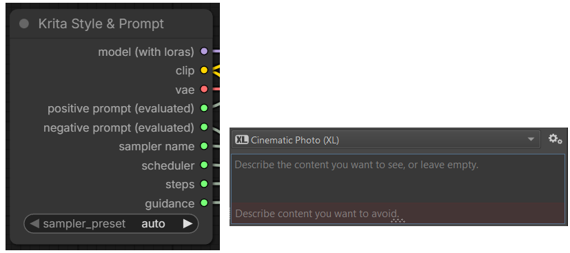 Krita Style & Prompt node