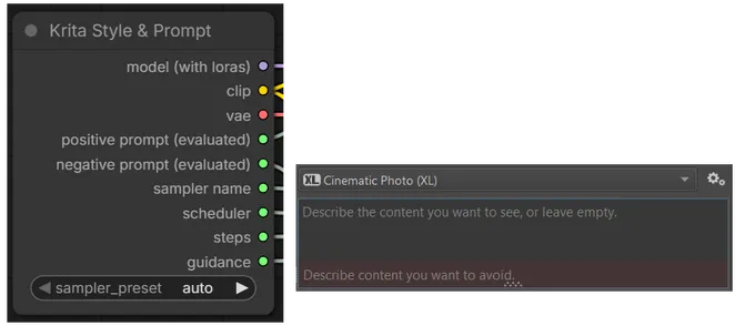 Krita Style & Prompt node