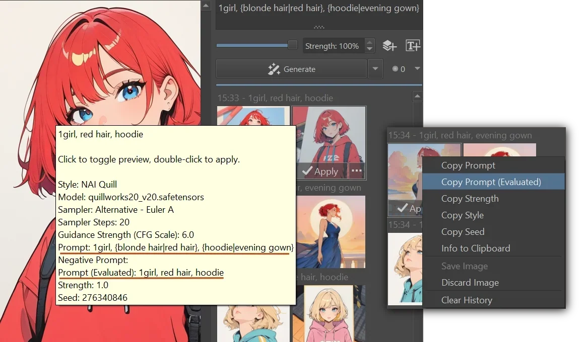 Wildcard results showing different selected options